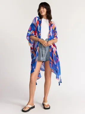 Abstract Leaf Print Kimono