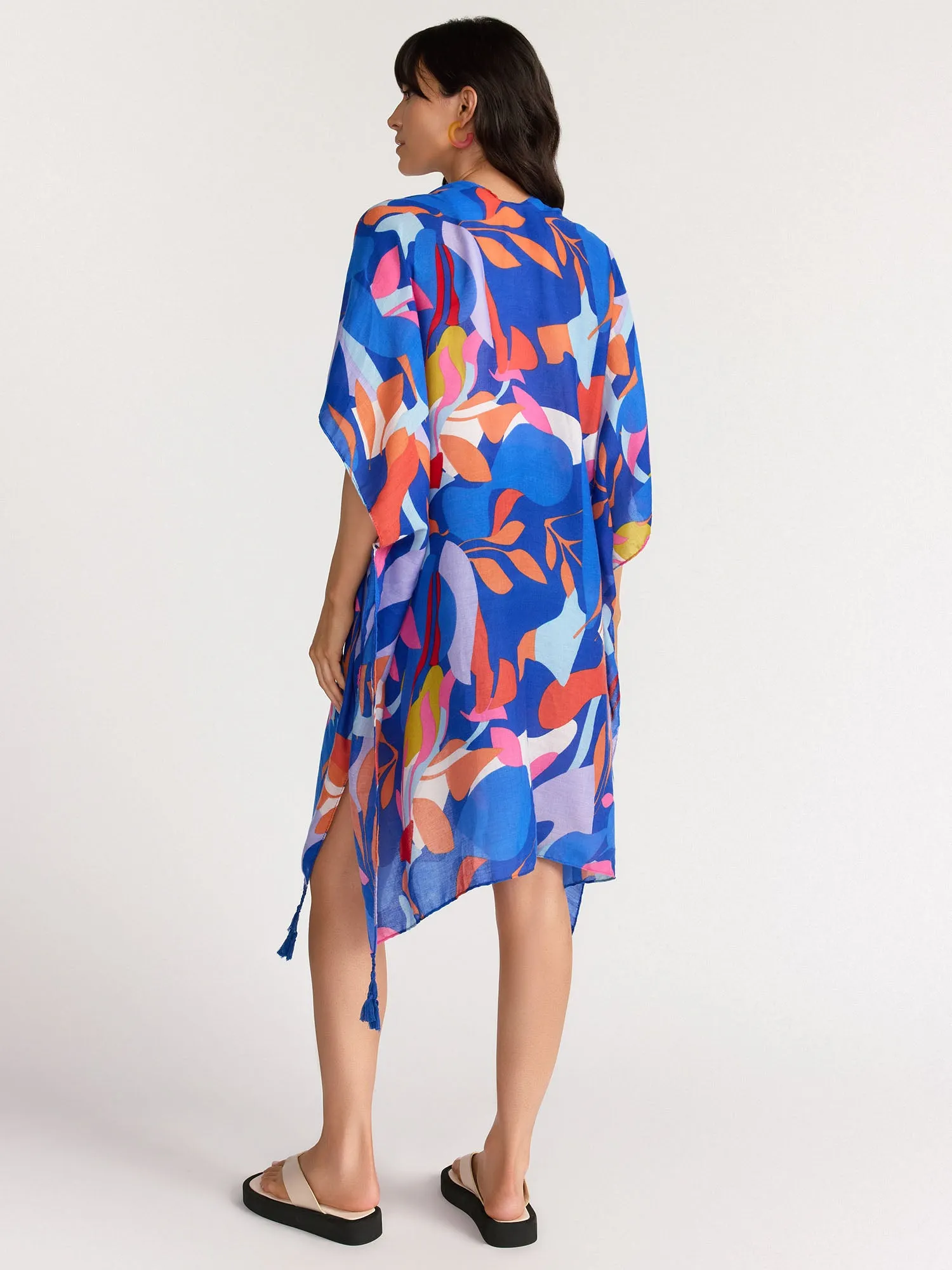 Abstract Leaf Print Kimono