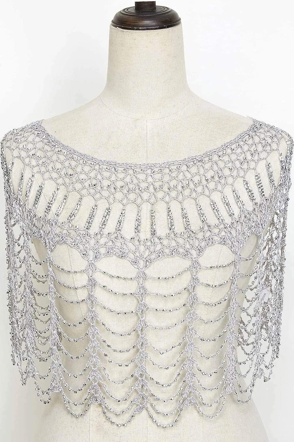 BABEYOND 1920s Shawl Wraps Gatsby Beaded Evening Cape Bridal Shawl Bolero Flapper Cover Up