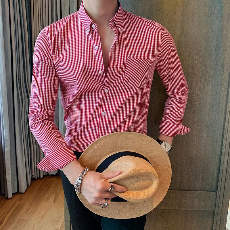 Casual Turn-Down Collar Plaid Shirts