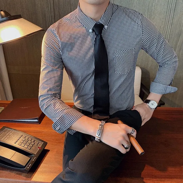 Casual Turn-Down Collar Plaid Shirts