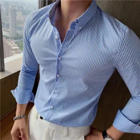 Casual Turn-Down Collar Plaid Shirts