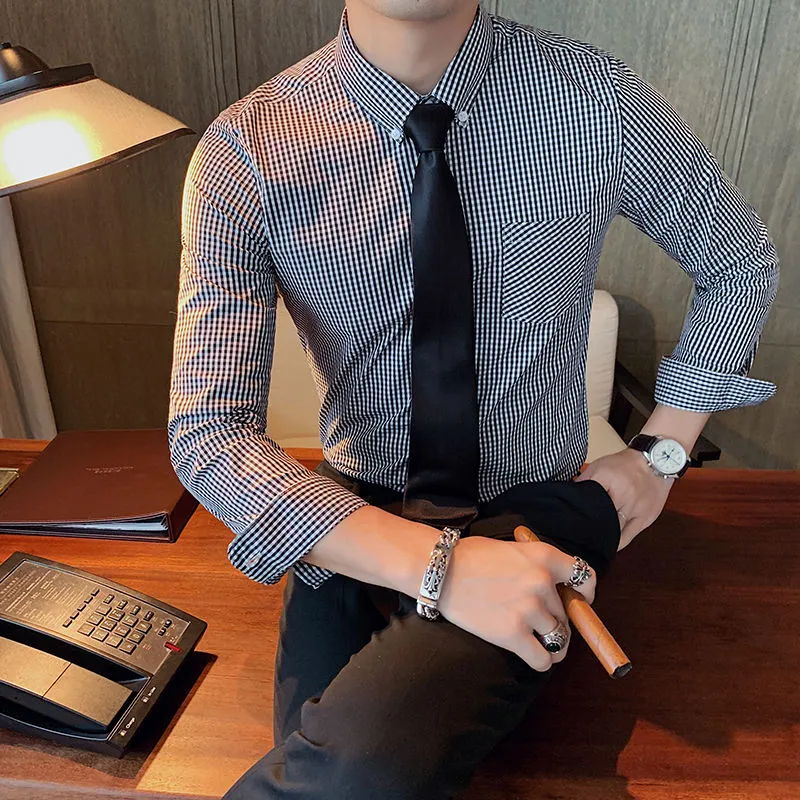 Casual Turn-Down Collar Plaid Shirts