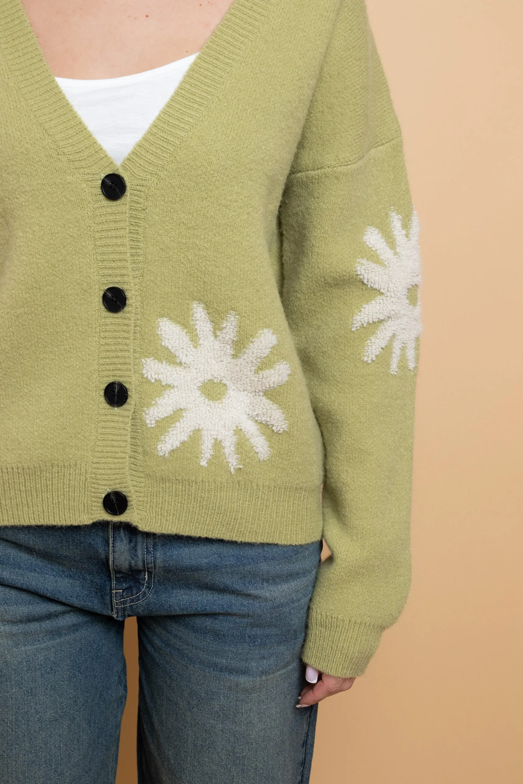 Daisy Street Tufted Intarsia Cardigan