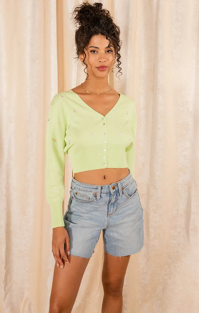 Felicity Cropped Cardigan Lime