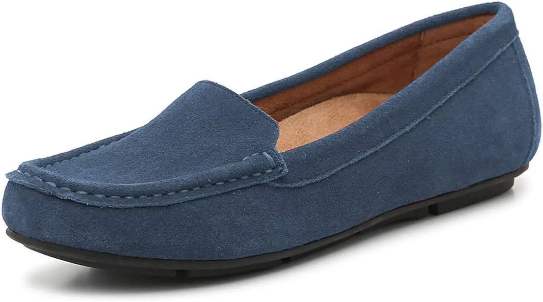 FSJ Women Comfy Closed Round Toe Moccasins Slip on Flat Slipper Soft Sole Loafer Daily Walking Shoes