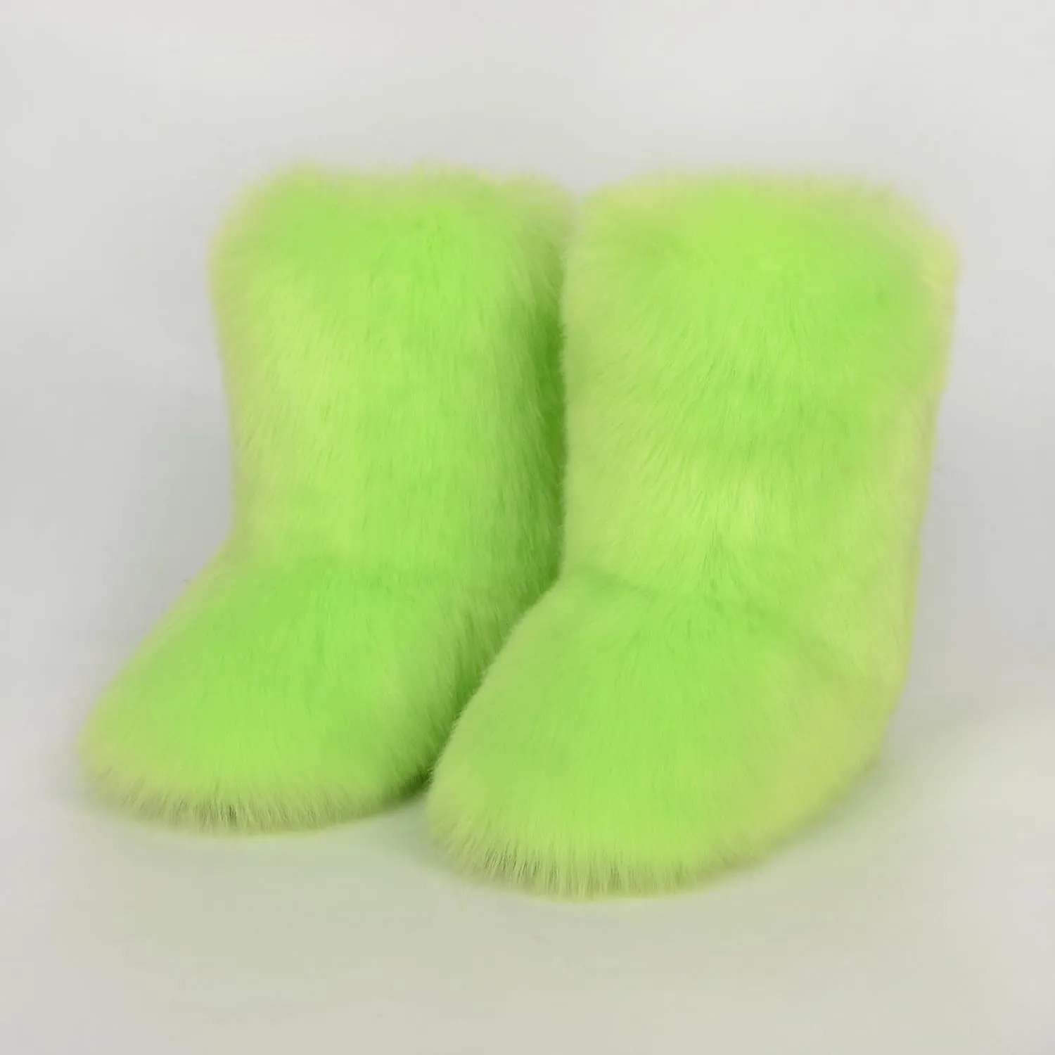 Girls Fluffy Furry Snow Boots Faux Fur Winter Warm Outdoor Boots
