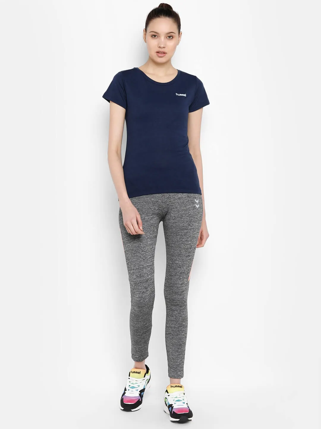 Hallel Performance Women Navy Blue T-Shirt