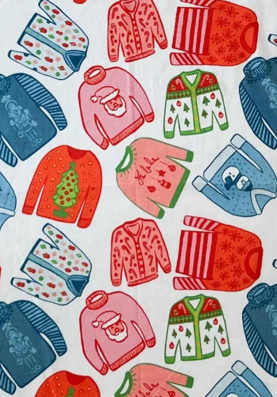 Holiday Sweaters and Frolicking Snowmen Christmas Tea Towel Set