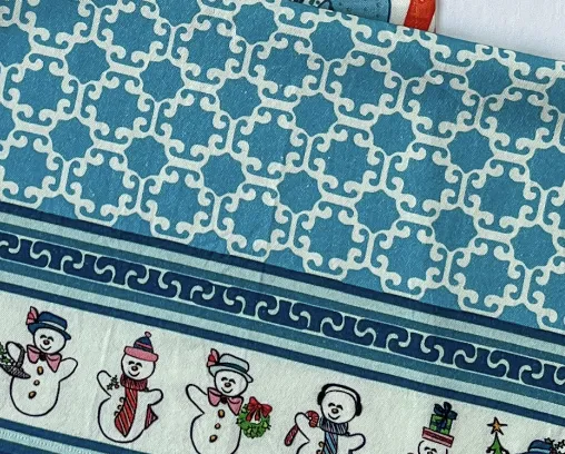 Holiday Sweaters and Frolicking Snowmen Christmas Tea Towel Set