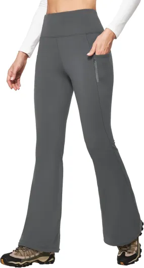 IUGA Fleece Lined Pants Women Water Resistant Hiking Pants Winter Flare Leggings with Pockets Bootcut Thermal
