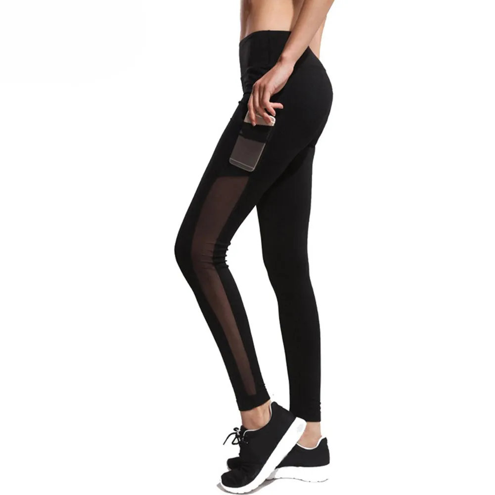 Leggings negros con trasparencia y bolsillo
