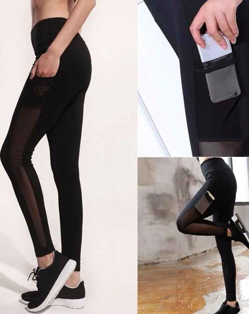 Leggings negros con trasparencia y bolsillo