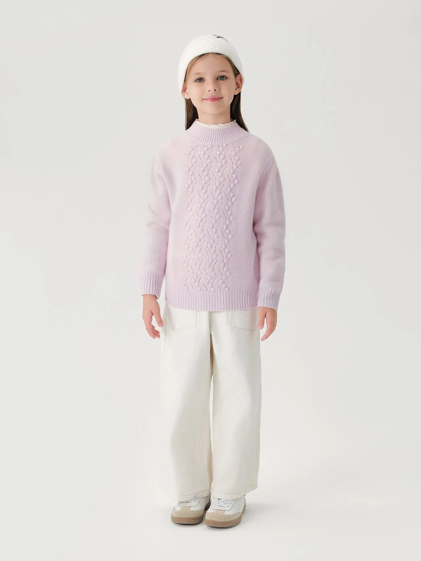 MARC & JANIE Girls Loose Wool Knit 3D Twisted Flower Sweaters 241806