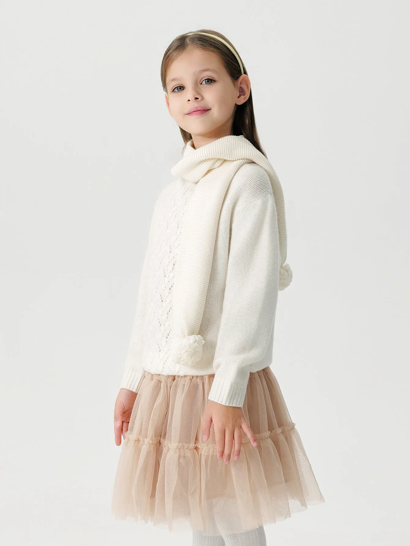 MARC & JANIE Girls Loose Wool Knit 3D Twisted Flower Sweaters 241806