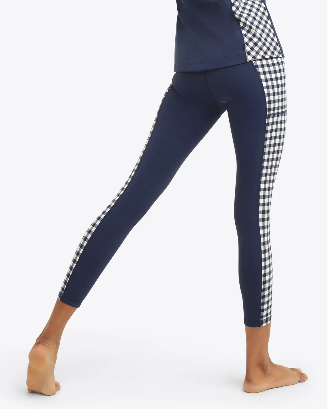 Panel Leggings in Navy Gingham