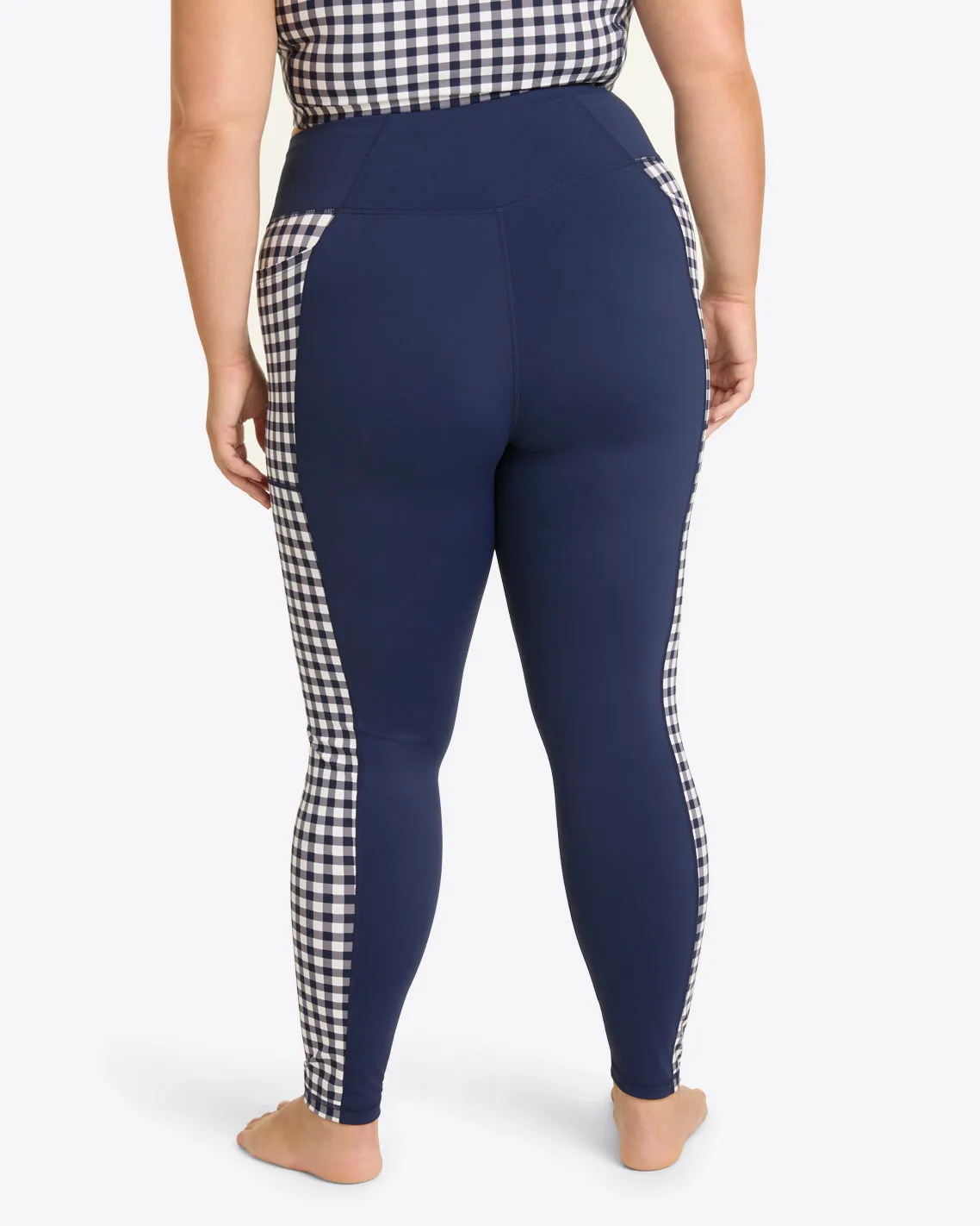 Panel Leggings in Navy Gingham
