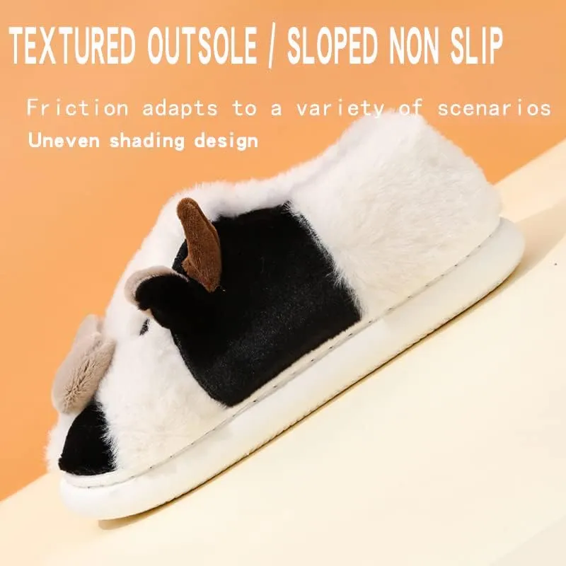 PLMOKN Cow Slippers For Women Indoor And Outdoor Mens House Cute Fuzzy Keep Warm Animal Cloud Slides
