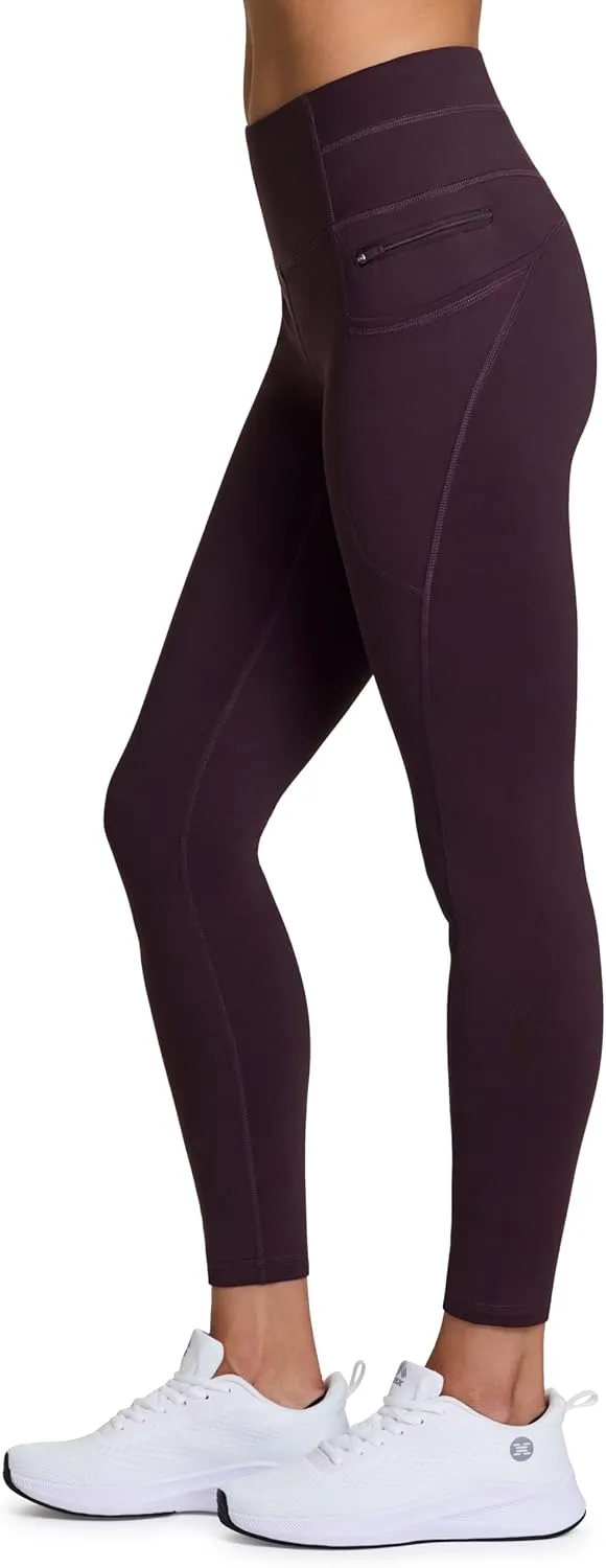 RBX Fleece-Lined Leggings for Women Yoga Pants with Pockets Gym Pants for Cold Weather Full-Length Leggings for Running Yoga