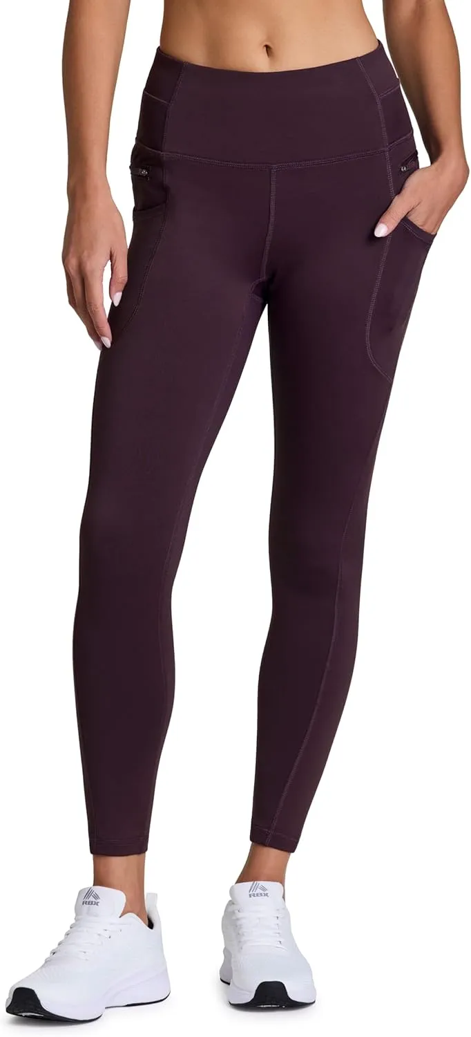 RBX Fleece-Lined Leggings for Women Yoga Pants with Pockets Gym Pants for Cold Weather Full-Length Leggings for Running Yoga