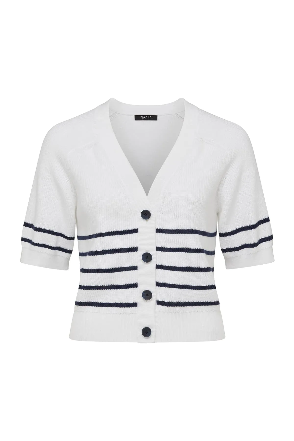 Riviera Cotton Knit Top - Navy Stripe