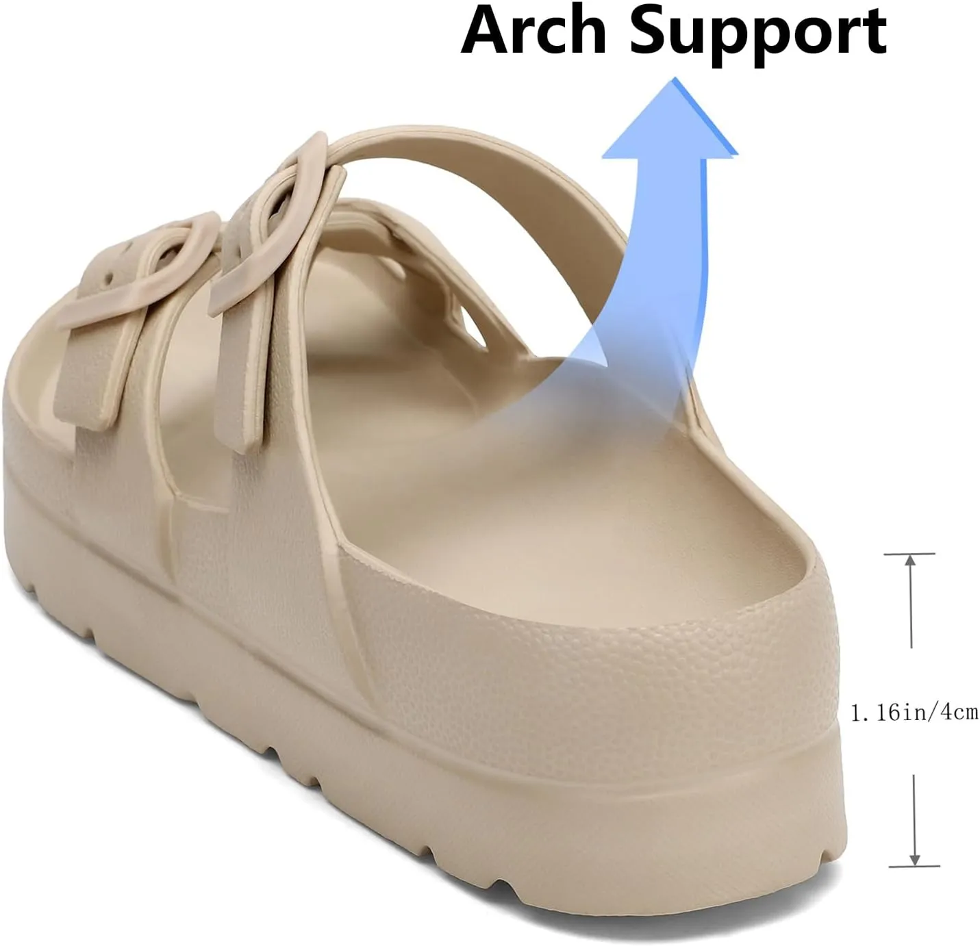 SOSOWHLTE Womens Platform Sandals Adjustable Buckle Summer Arch Support Cushion Slides Woman Lightweight Thick Soles Flat Shoes