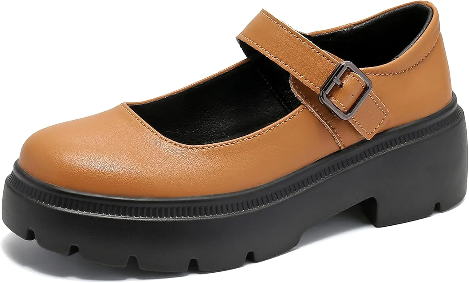 Veroders Platform Mary Janes for Women Round Toe Chunky Heels Dress Pumps Ankle Strap Oxfords Business Classic Formal School