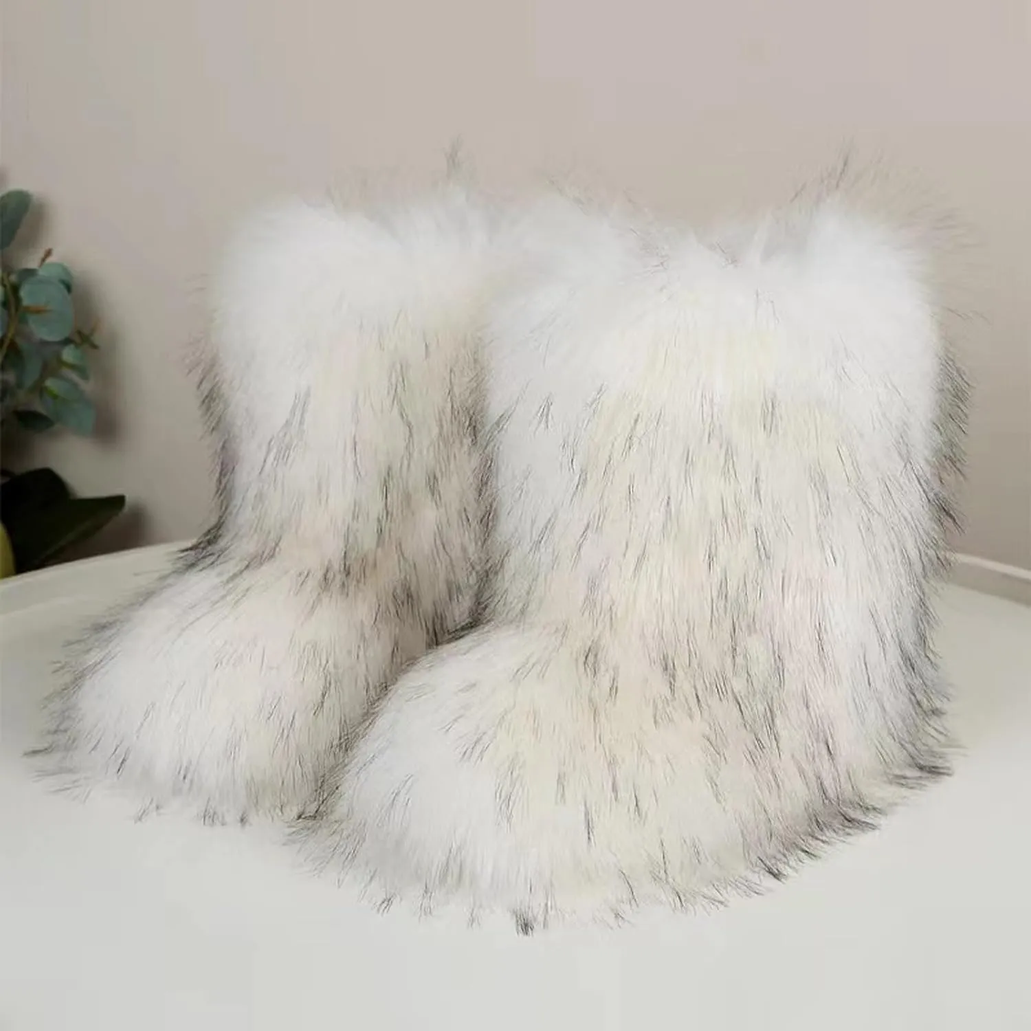 Women's Faux fur Boot Warm Comfortable Outdoor Flat Shoes Furry Fluffy Short Snow 2025 Boot Mid-Calf Boots