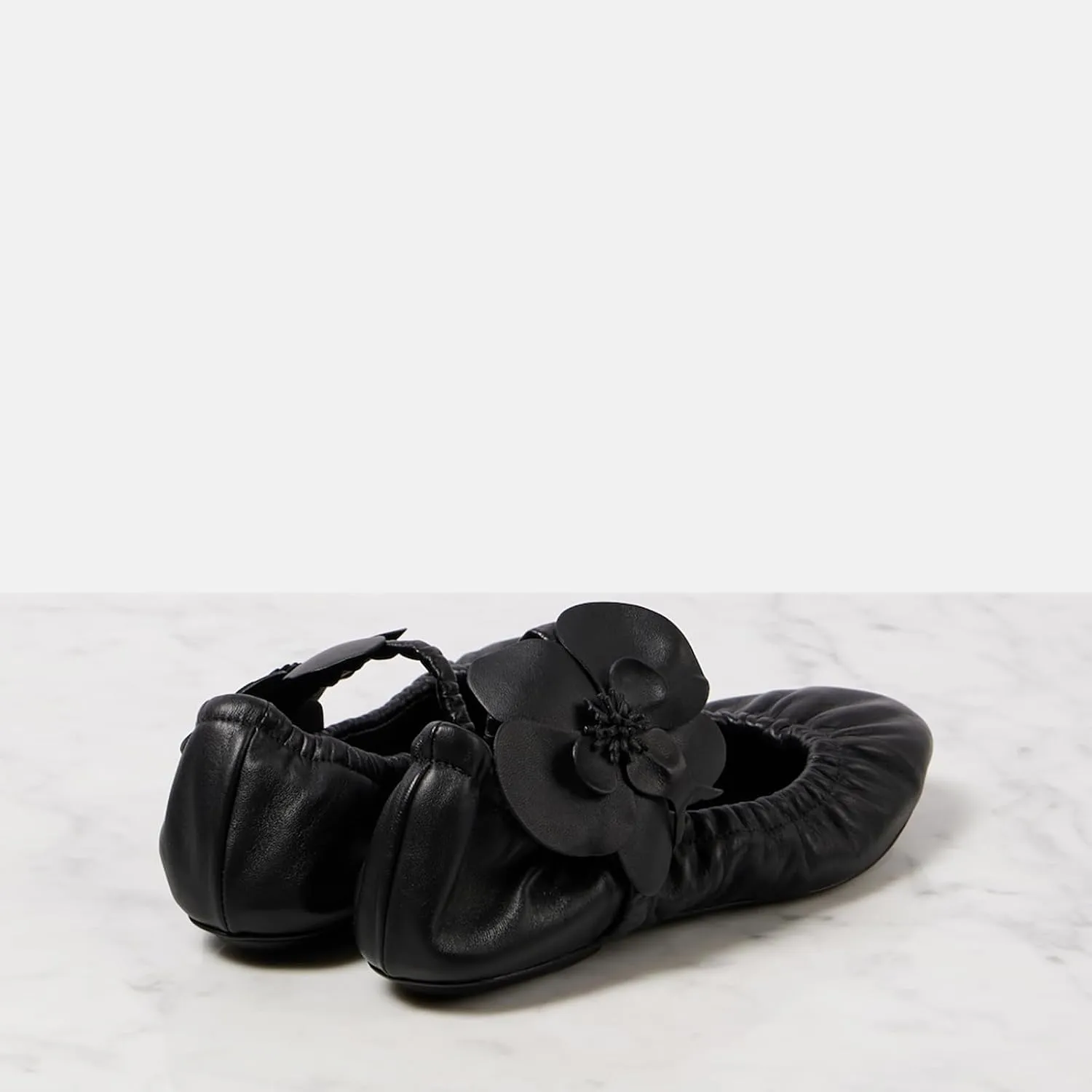 Women's Floral Leather Ballet Flats - Comfortable Round Toe Elastic Strap Foldable Mary Jane Shoes for Casual Office, Work, or Daily Wear Flowers Ballerina Shoes