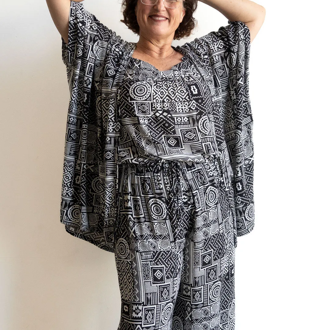 Zen Kimono Wrap - Geometric